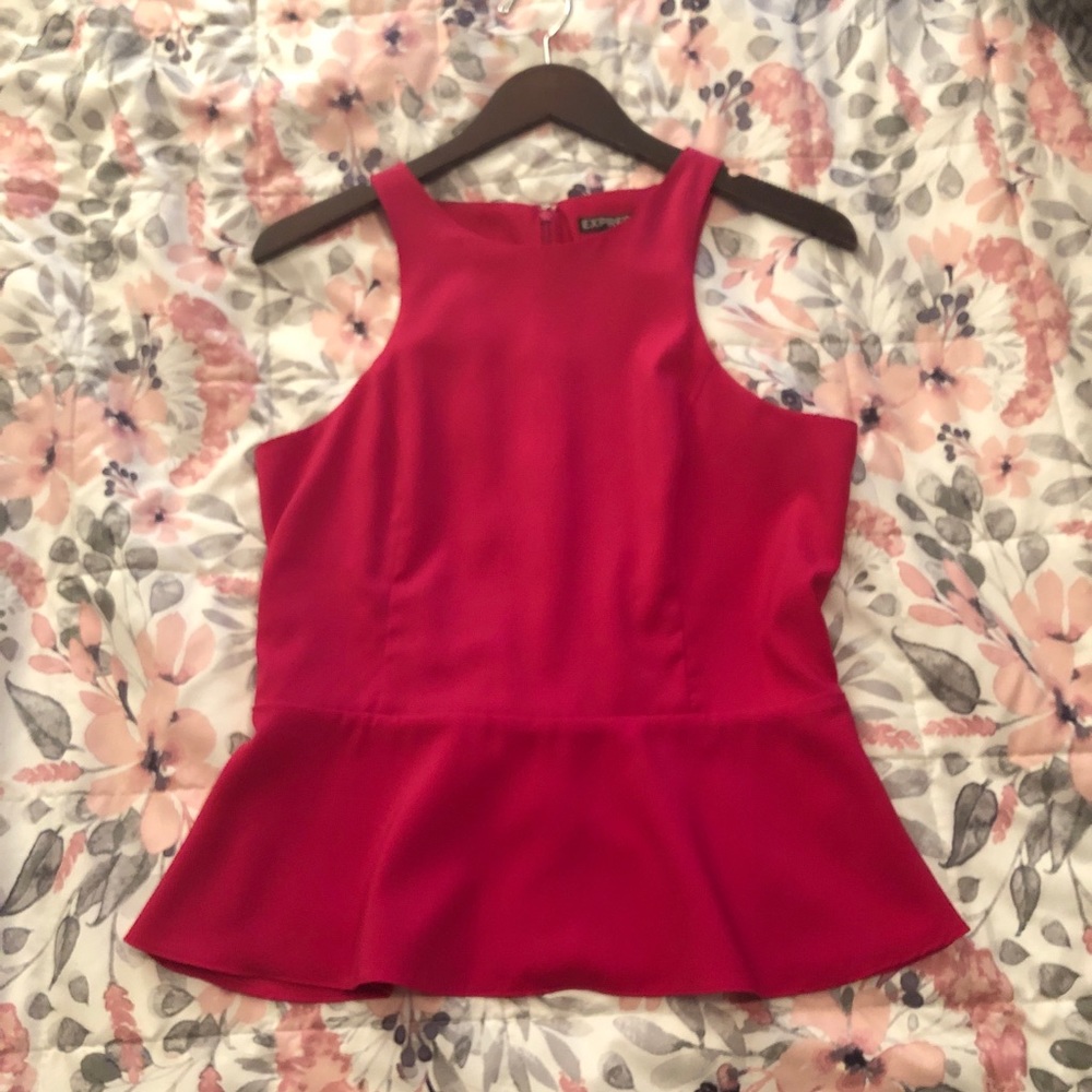 Pink Express Peplum Zip tank Medium NWOT